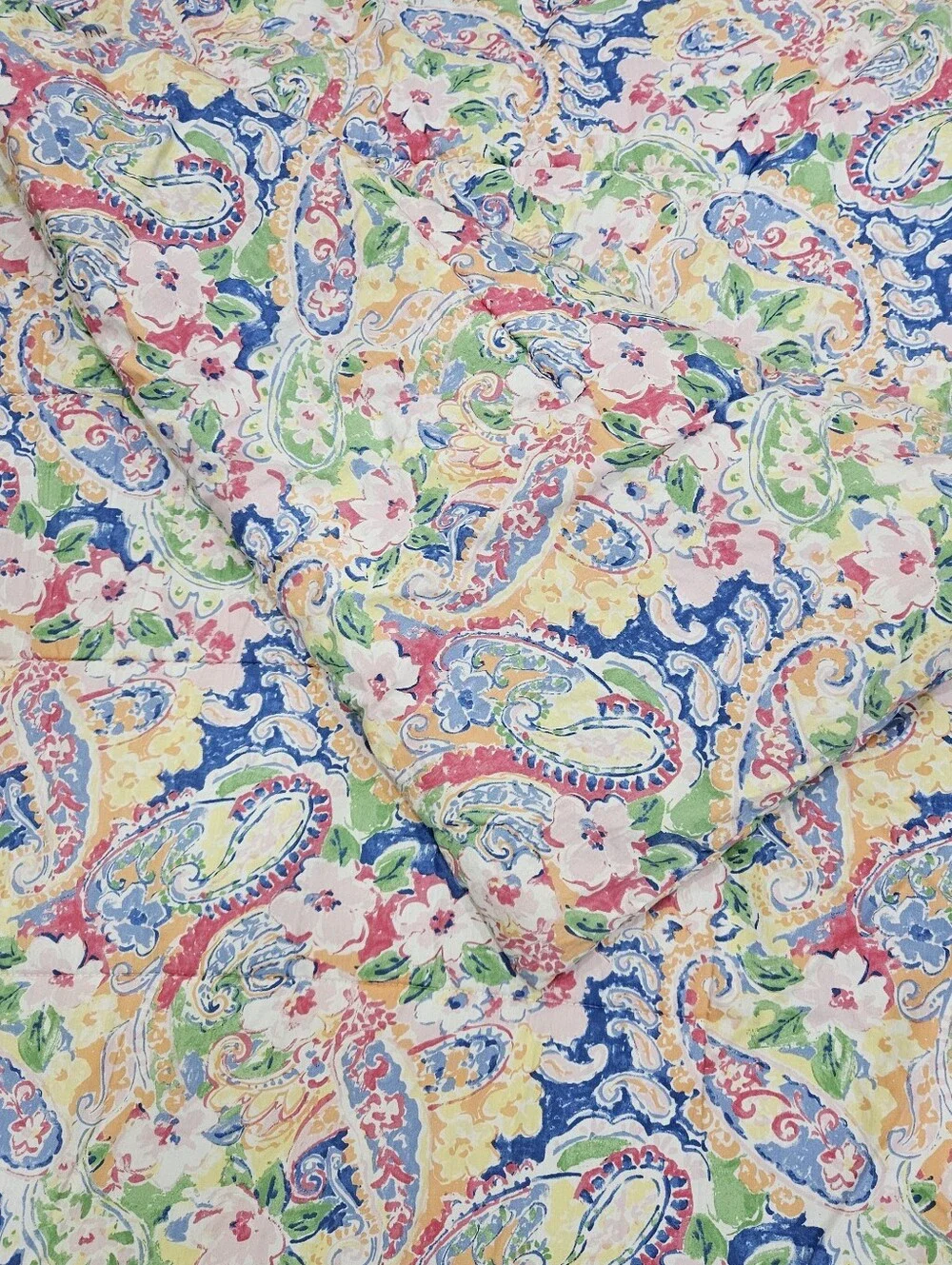 VTG Ralph Lauren Springdale Paisley F/Q Multicolor Floral Comforter Cotton 90s